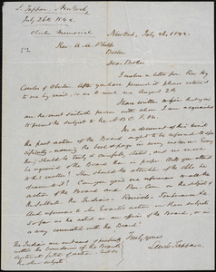 Letter from Lewis Tappan, New York, to Amos Augustus Phelps, 1842 July 26