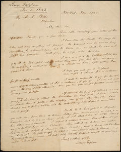 Letter from Lewis Tappan, New York, to Amos Augustus Phelps, 1843 January 5