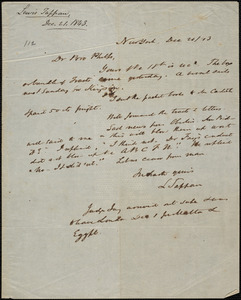Letter from Lewis Tappan, New York, to Amos Augustus Phelps, 1843 December 21