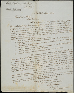 Letter from Union Missionary Society (U.S.), New York, to Amos Augustus Phelps, 1844 January 12