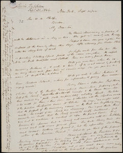 Letter from Lewis Tappan, New York, to Amos Augustus Phelps, 1844 September 30