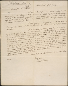 Letter from Lewis Tappan, New York, to Amos Augustus Phelps, 1844 October 24