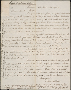 Letter from Lewis Tappan, New York, to Amos Augustus Phelps, 1844 October 28