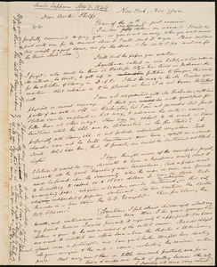 Letter from Lewis Tappan, New York, to Amos Augustus Phelps, 1844 November 7