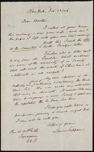 Letter from Lewis Tappan, New York, to Amos Augustus Phelps, 1846 February 16