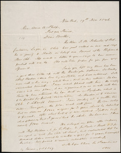 Letter from Lewis Tappan, New York, to Amos Augustus Phelps, 1846 November 19