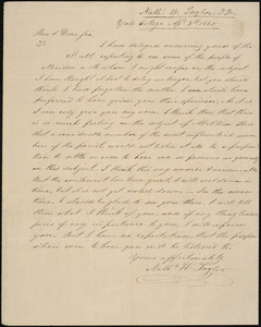 Letter from Nathaniel William Taylor, [New Haven], to Amos Augustus Phelps, Apl. 8th, 1840