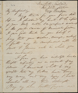 Letter from George Thompson, Manchester, England, to Amos Augustus Phelps, 1836 November 23