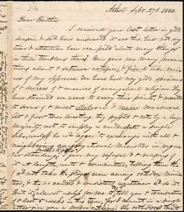 Letter from George Jeffrey Tillotson, Athol, [Mass.], to Amos Augustus Phelps, 1830 Sept[ember] 27th