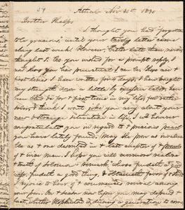 Letter from George Jeffrey Tillotson, Athol, [Mass.], to Amos Augustus Phelps, 1830 Nov[ember] 30th