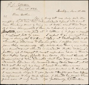 Letter from George Jeffrey Tillotson, Brooklyn, [Conn.], to Amos Augustus Phelps, 1842 June 15th