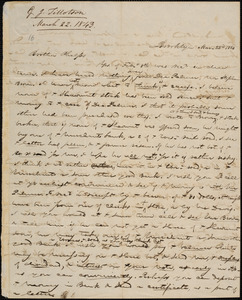 Letter from George Jeffrey Tillotson, Brooklyn, [Conn.], to Amos Augustus Phelps, 1843 Mar[ch] 22nd