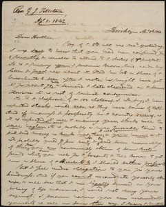 Letter from George Jeffrey Tillotson, Brooklyn, [Conn.], to Amos Augustus Phelps, 1843 Ap[ri]l 8th