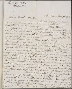 Letter from George Jeffrey Tillotson, Brooklyn, [Conn.], to Amos Augustus Phelps, 1844 Mar[ch] 9th