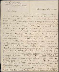 Letter from George Jeffrey Tillotson, Brooklyn, [Conn.], to Amos Augustus Phelps, 1844 Sept[ember] 17th