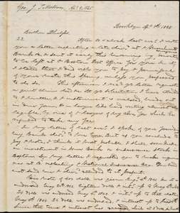 Letter from George Jeffrey Tillotson, Brooklyn, [Conn.], to Amos Augustus Phelps, 1845 Ap[ri]l 8th