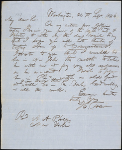 Letter from Hopeful Toler, Washington, [D.C.], to Amos Augustus Phelps, 1846 Sept[ember] 21st