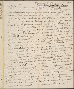 Letter from Jonathan Ward, Plymouth, [Mass.], to Amos Augustus Phelps, 1838 June 22