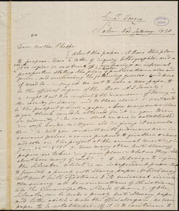 Letter from Charles Turner Torrey, Salem, [Mass.], to Amos Augustus Phelps, 1838 Nov[ember] 16