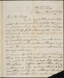 Letter from Charles Turner Torrey, Salem, [Mass.], to Amos Augustus Phelps, 1839 April 4th