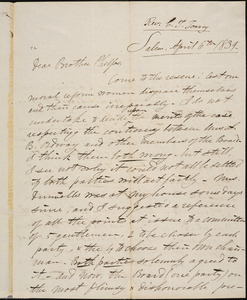 Letter from Charles Turner Torrey, Salem, [Mass.], to Amos Augustus Phelps, 1839 April 6th