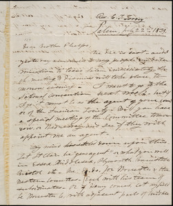 Letter from Charles Turner Torrey, Salem, [Mass.], to Amos Augustus Phelps, 1839 July 22nd