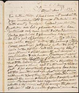Letter from Charles Turner Torrey, Pittsfield, [Mass.], to Amos Augustus Phelps, 1839 Aug[ust] 3d
