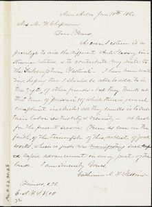 Letter from Catharine A. F. Stebbins, Ann Arbor, [Michigan], to Maria Weston Chapman, Jan 18th, 1860