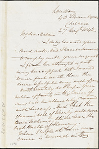 Letter from Richard Robert Madden, London, 40 Sloane Square, Chelsea, to Maria Weston Chapman, 27 Aug't 1842