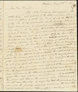Letter from Edmund Quincy, Dedham, [Mass.], to Maria Weston Chapman, May 25th, 1843
