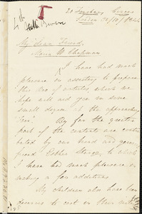 Letter from Hannah M. Bevan, 20 Finsbury Circus, London, [England], to Maria Weston Chapman, Oct. 28, [18]44