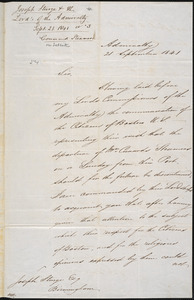 Letter from Great Britain Admiralty, to Amos Augustus Phelps, 21 September 1841