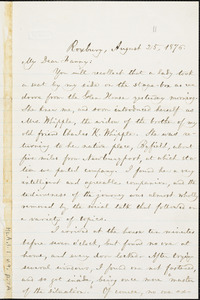 Letter from William Lloyd Garrison, Roxbury, [Mass.], to Fanny Garrison Villard, August 25, 1876