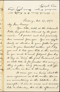 Letter from William Lloyd Garrison, Roxbury, [Mass.], to Fanny Garrison Villard, Oct. 17, 1876