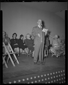 Man speaking from stage during event celebrating opening of the Greater Boston Recreation Center