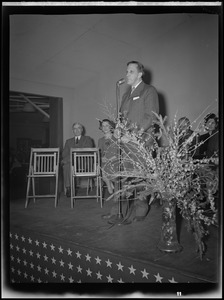 Man speaking from stage during event celebrating opening of the Greater Boston Recreation Center