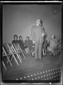 Man speaking from stage during event celebrating opening of the Greater Boston Recreation Center