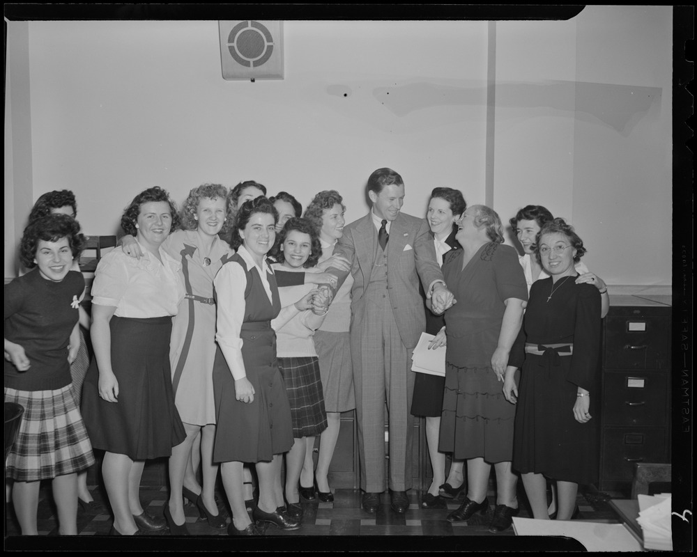 George Murphy touring the Converse Rubber Company in Malden as part of Sixth War Loan visit