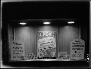 WNAC window display for Old Gold cigarettes