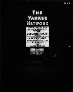 Yankee Network letter board sign advertising Your Dubonnet Date on WNAC
