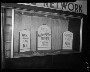 Window display for Quizzing the Wives on WNAC sponsored by Boston Consolidated Gas Company