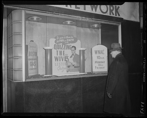 Window display for Quizzing the Wives on WNAC sponsored by Boston Consolidated Gas Company