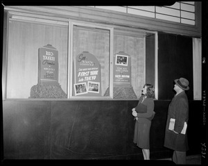 Window display advertising First Yank in Tokyo at RKO Boston Theatre