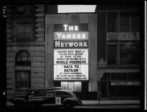 Yankee Network letter board sign advertising Back to Bataan