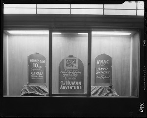 Window display for The Human Adventure on WNAC sponsored by Revere Copper & Brass Incorporate