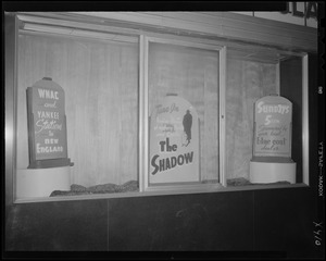 Window display for The Shadow on WNAC sponsored by Blue Coal
