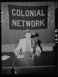Marjorie Mills at WAAB microphone