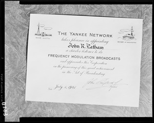 WAAB FM. Certificate