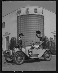 WEEI, Jimmie and Dick, Cora Deane, 1914 Chevrolet, at transmitter