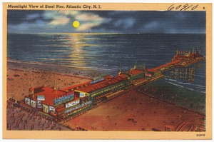 Moonlight view of Steel Pier, Atlantic City, N.J.